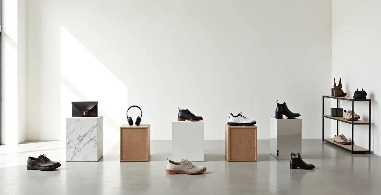 Fünf verschiedene Styling-Varianten eines schwarzen Kleides mit unterschiedlichen Accessoires