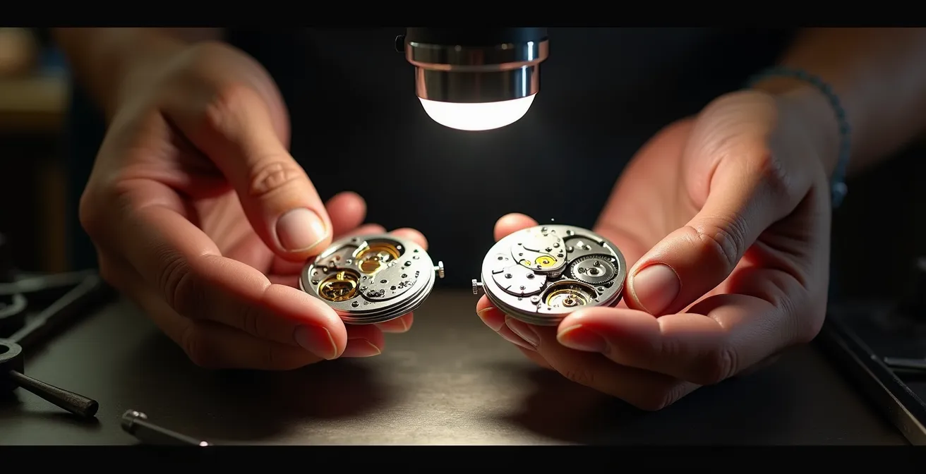 Makroaufnahme zeigt Unterschied zwischen echter Anglage und maschineller Kantenbearbeitung