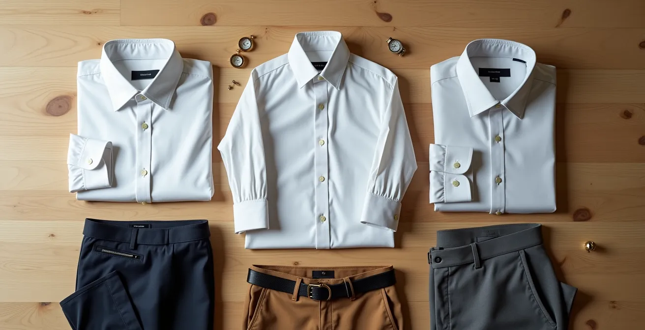 Visuelle Matrix-Darstellung der 5x5-Methode für Business-Outfit-Kombinationen