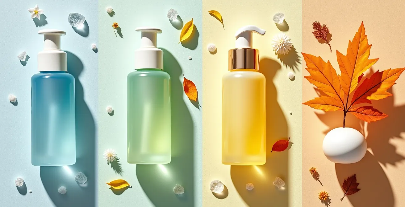 Visueller Jahresplan für strategische Gesichtsbehandlungen nach Jahreszeiten