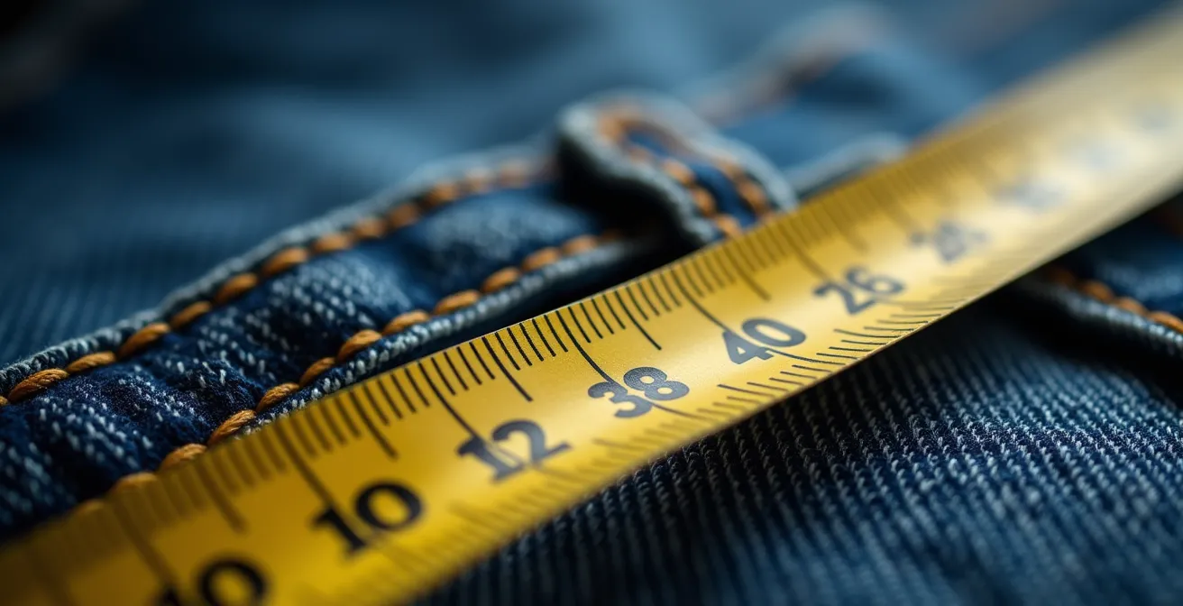 Detailaufnahme beim präzisen Messen der Schrittlänge mit Maßband