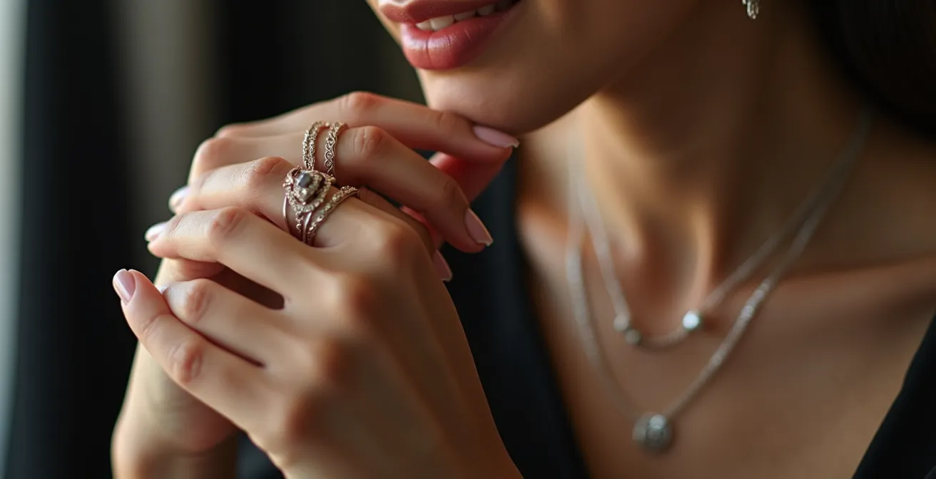 Harmonisch abgestimmte Accessoires in verschiedenen Metalltönen und Texturen