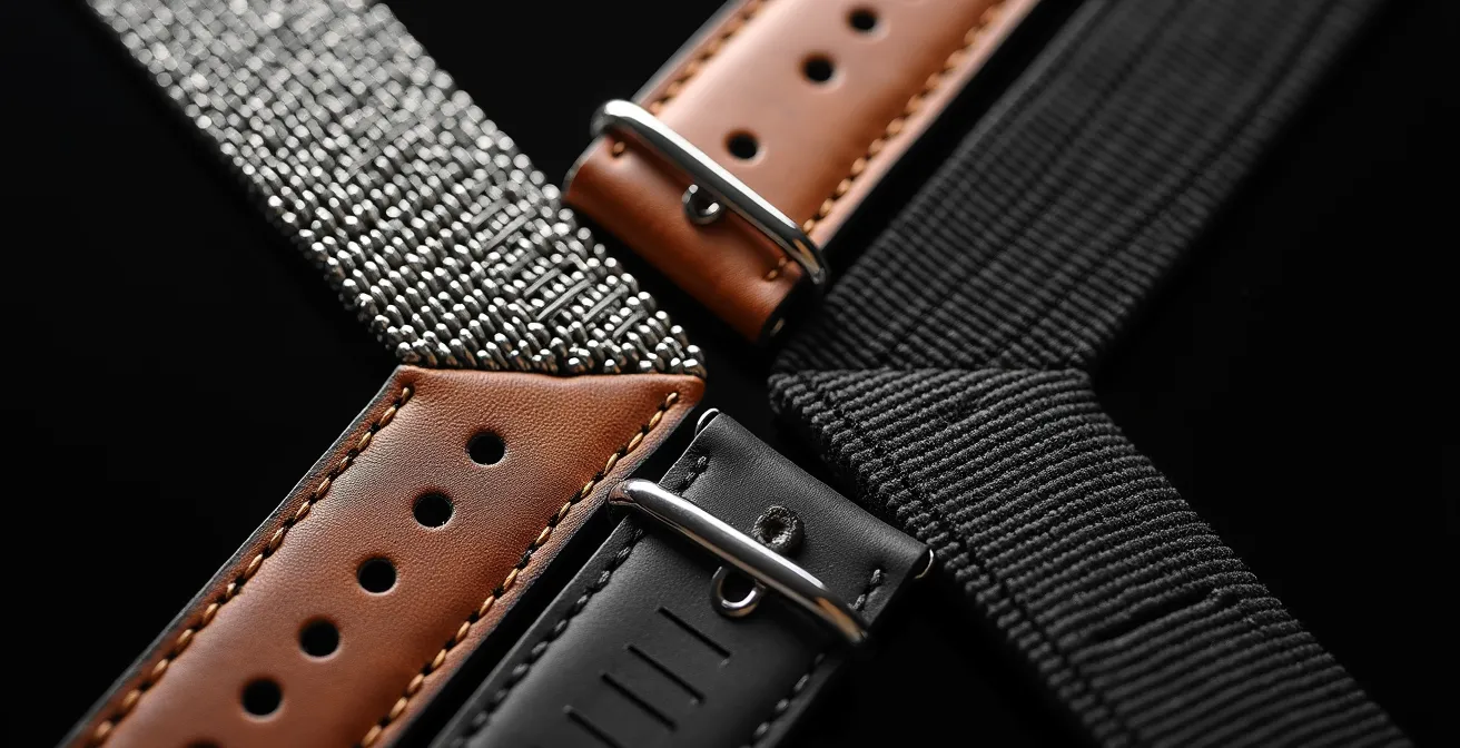 Nahaufnahme verschiedener Uhrenarmbänder und ihrer Wandlungsfähigkeit